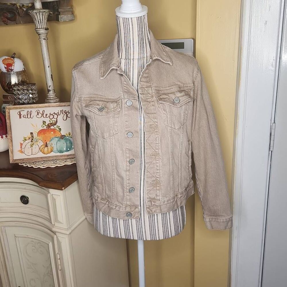 Gap denim kids beige tan jean jacket girls size XL